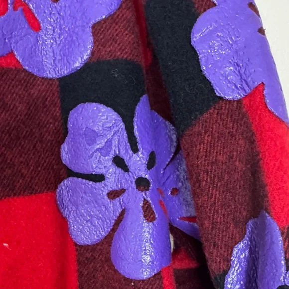 Moschino Couture ! Milano Red and Black Plaid Jacket W/Purple Floral Design XL - Picture 13 of 16
